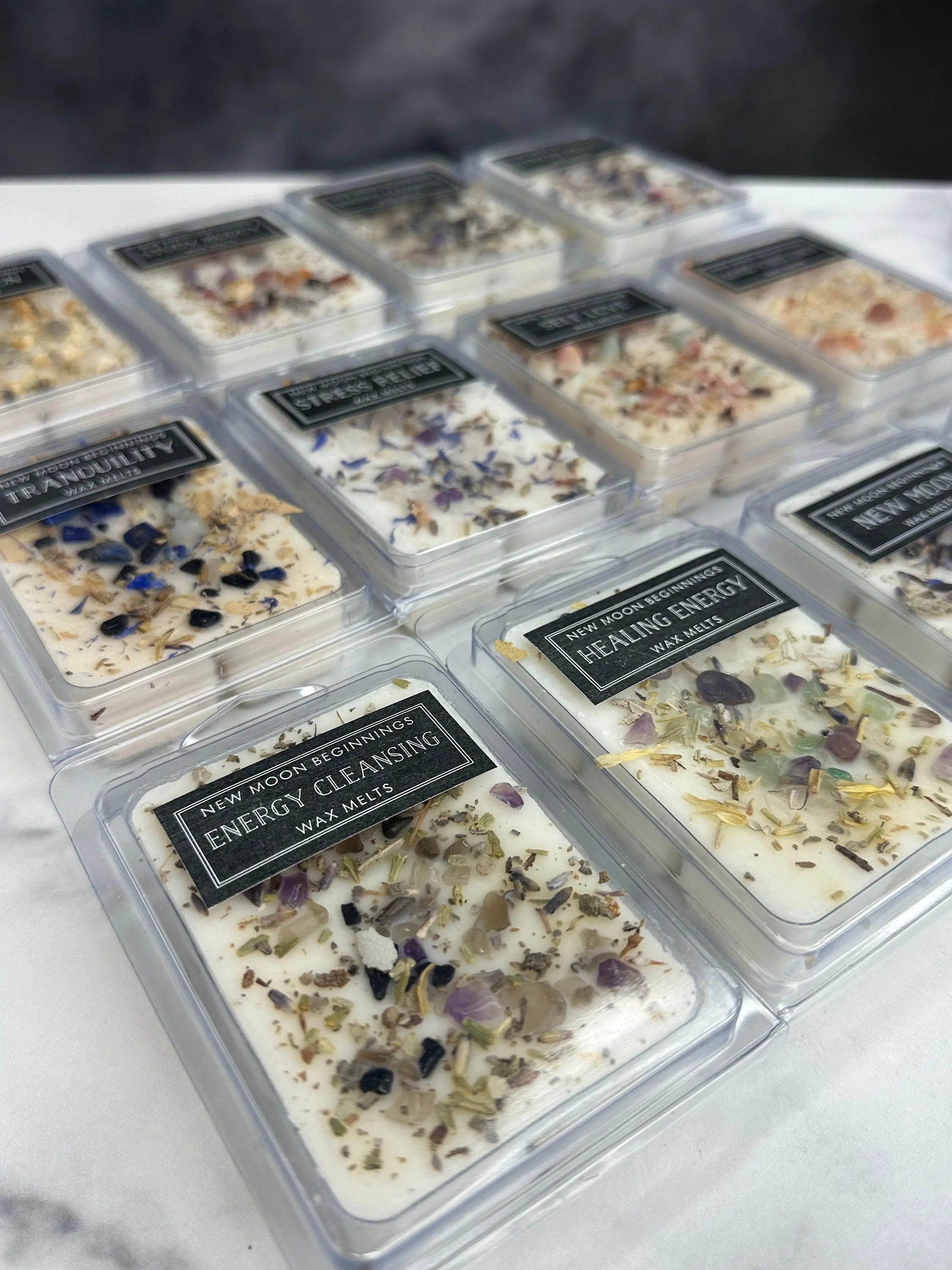 Crystal Wax Melts - Handmade Soy Wax Melts - Scented Wax Melts with Herbs & Flowers - Created with Intention - Aromatherapy Wax Melts