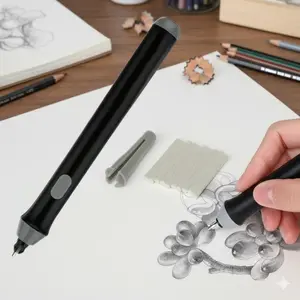 Professional Electric Sketch Eraser Kit: Portable, Replaceable Eraser Tips for Precision Detail Erasing, Highlighting & drawing corrections. essential anti-smudge Tool for Artists & Creators. Perfect for Fine Art, Sketching, and Graphic Design.