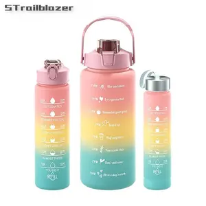 Summer Creative Design Water Bottle Set, 3-Piece Gradient Straw Cups, Large CapacityPortable Reusable Sports Bottles, SportsDrinking Bottle, Ideal Gift