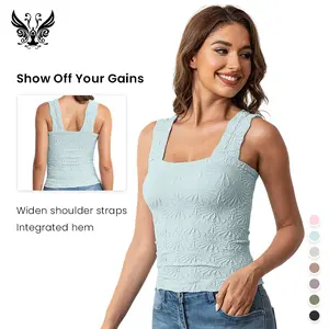 Show Off Your Gains Crinkle Textured Tank Top with Square Neckline & Wide Straps for Casual Summer Wear Women's Chic & Effortless Everyday Look Fit Soft align tank tank tops
