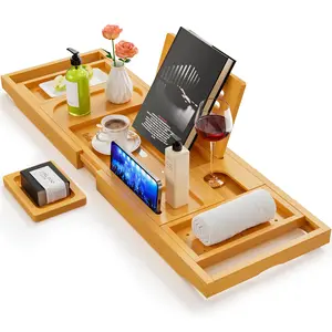 Premium Bathtub Tray Caddy, Expandable Bath Tray, Unique House Warming Gifts, New Home, Anniversary and Wedding Gifts for Couple, Bridal Shower Gift for Women