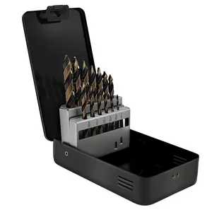 Hyper-Step HSS Cobalt, No  Hole Needed, (1/8"" - 1/2") 13 count TurboStep HSS Mechanics Stubby Drill Bit Set, Industrial-Grade, Metal Drilling for Stainless/Hardened