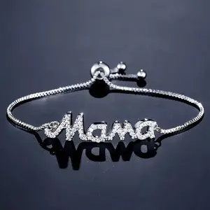 Elegant Adjustable "Mama" Monogram Bracelet - Cubic & Copper-Tone Metal, Bohemian Style Jewelry Gift for Mothers Day, Easter, Birthdays, Casual Attire, Sophisticated Charm Bracelet | Copper Tone Jewelry