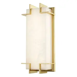 Delmar Sconce With Spanish Alabaster Slab and Elegant Cast Metal Backplate