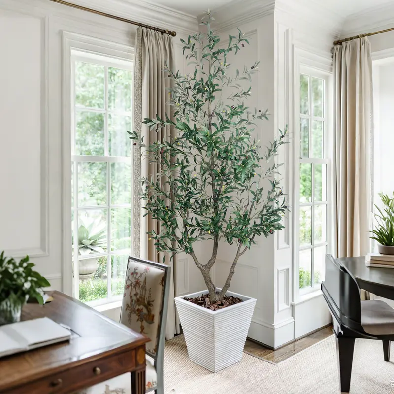 6FT / 7FT Tall Artificial Olive Tree, Ultra-Realistic Faux Olive Plant for Modern Home Decor Artificial Plants