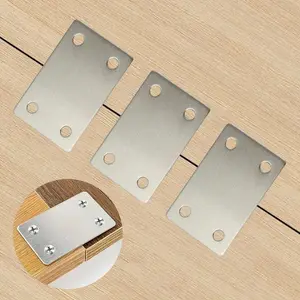 Stainless Steel Right Angle Bracket, Stainless Steel Straight Four Hole Fixed Angle Bracket, Furniture Flat Repair Plate Fasteners, Mounting Brackets, Hardware