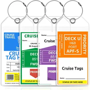 Cruise Luggage Tags Holder for Carnival, NCL, Princess, MSC Cruise Ships Essentials in 2024-2025 by GOSGOONE, Clear Wide Cruise Tag Holders with Zip Seal &  (4 Pack)