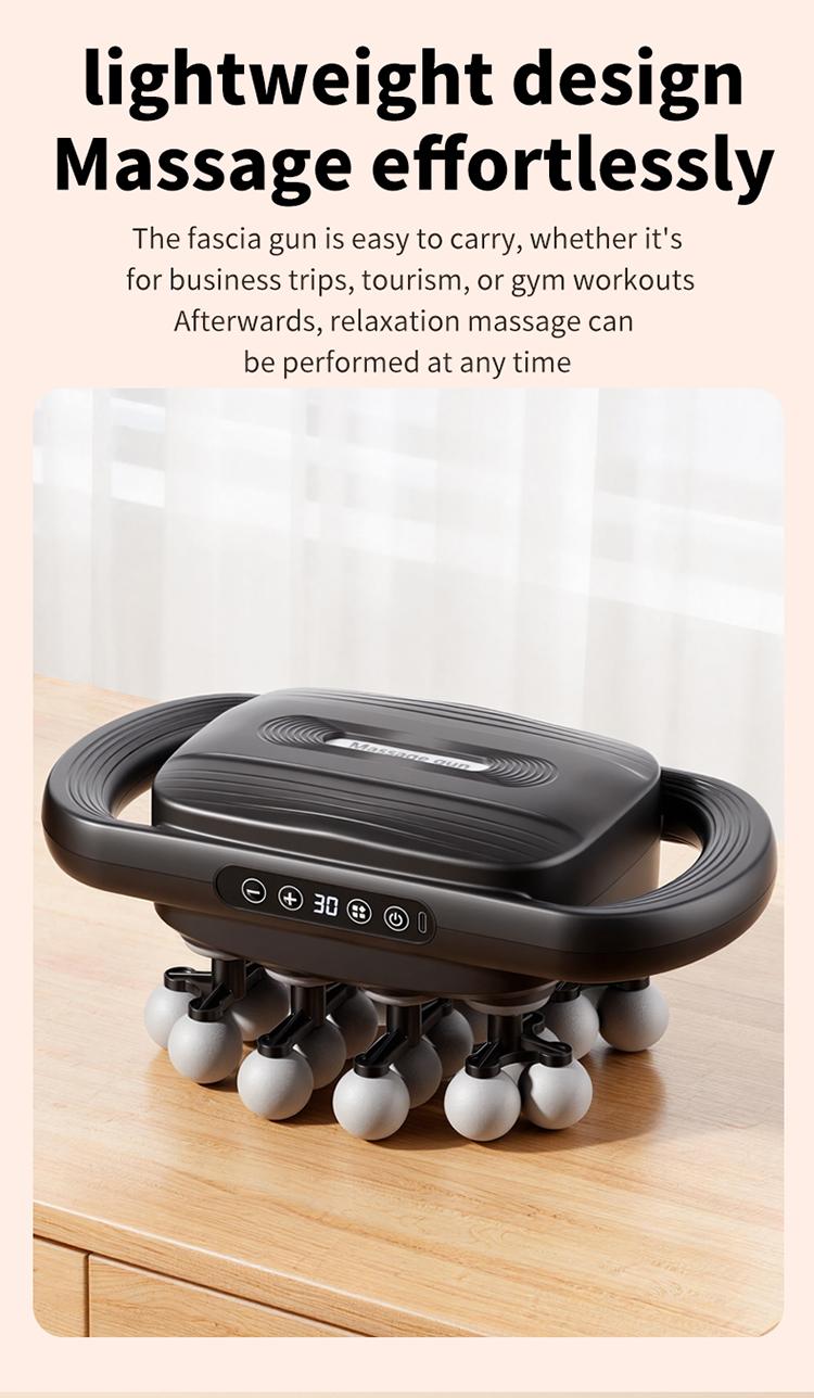 24 fascia guns with 3 modes to adjust 30 levels of massage vibration, used to relieve pain in the back, shoulders, legs, and feet. Equipped with a red light massage gun, it can be used as a gift to adjust daily fitness routines