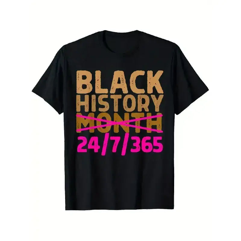 Black History Month 24 7 365 All Year Long Melanin Pink T-Shirt, Suitable for All Men And Women Outdoor Short-Sleeved T-Shirts in All Seasons, Ready to Wear 100% Cotton, S-XXXL la apparel