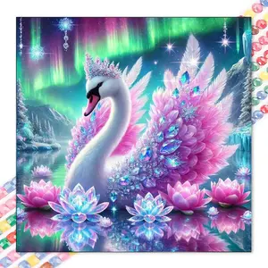 1pcs 5D DIY diamond painting kit, 5D diamond art set, DIY decoration, Dreamy Swan diamond painting kit with full round diamonds, mosaic, diamond art, DIY art home decoration, suitable for Halloween and Christmas.