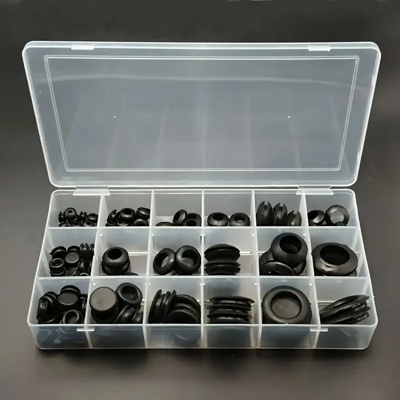 125pcs Automotive Rubber Grommet Kit, Double-Sided Black Wire Protector, Weather Resistant, Flexible Fit, Leakproof Seal, for Firewall & Cable Hole Sealing