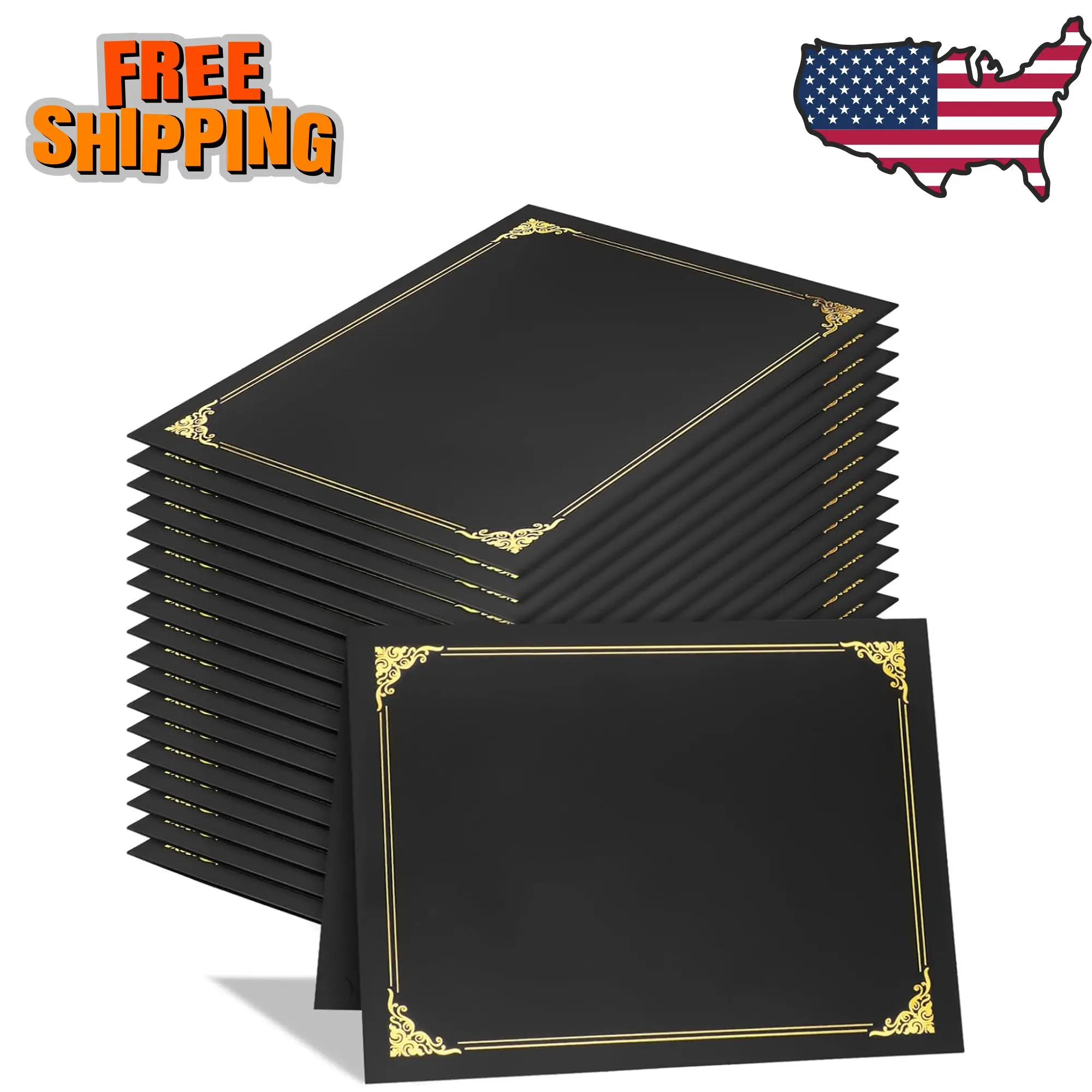 25 Packs Certificate Holders, Black Certificate Covers, Diploma Holders