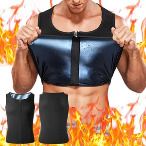 Men's Zip Up Sweat Sauna T-Shirts,Men Body Shapr Vest Tank Top,Fitness Workout Sports Vest ,Gym Excerise Sleeveless Top