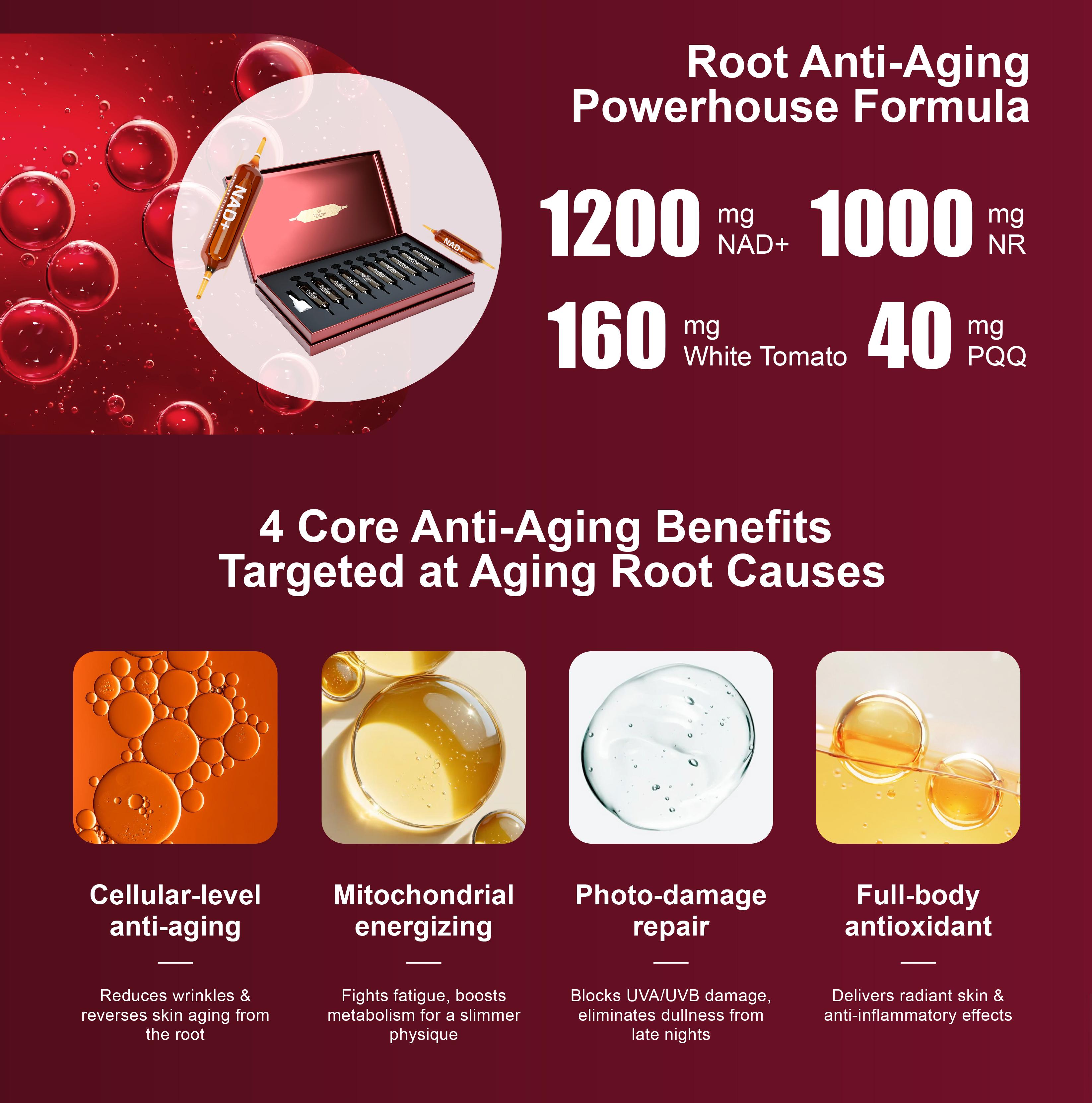 Perseek NAD Advanced Cellular Renewal Supplement 1200mg - 10 Vials for Vitality Improvement Energy & Focus Support - Healthcare Supplement