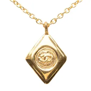 Pre-owned CHANEL 1 Small Leather Goods Coco Mark Rhombus Pendant Necklace gz