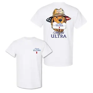 Michelob Ultra Golden Retriever T-Shirt, Dog in Hat Graphic, Funny Beer Drinking Shirt, Patriotic Design, Unisex Graphic Tee