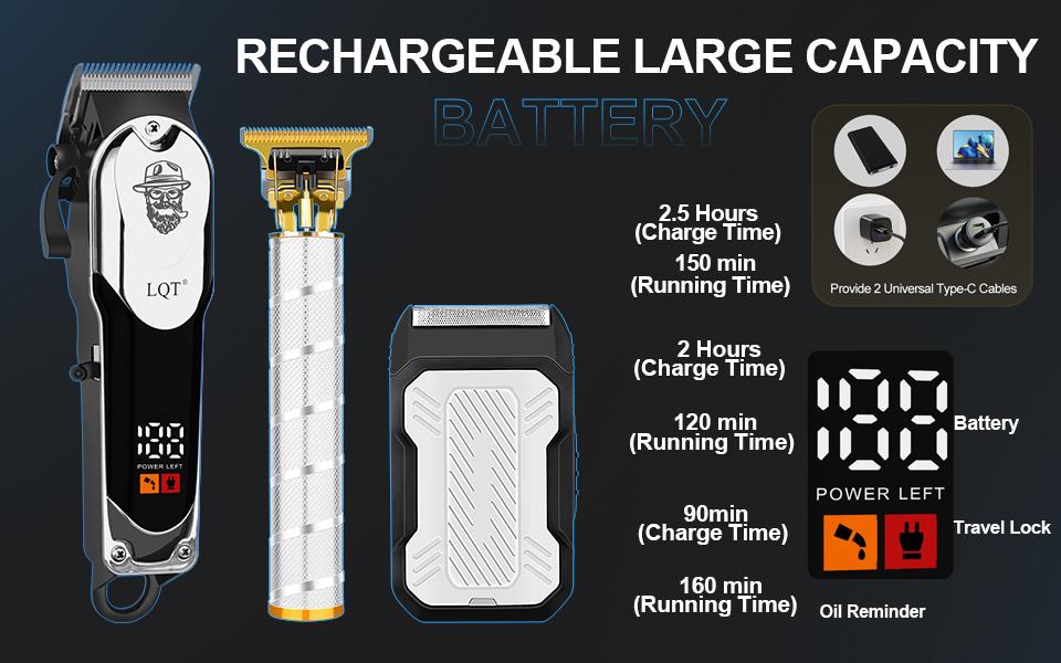 LQT All-In-One Men's Hair Cutting Kit, Cordless Rechargeable Hair Clipper & Detail Trimmer with LCD Screen, Complete Home Barber Set with Full Accessories, Save Money on Barbers for DIY Haircuts, Beard Care & Travel