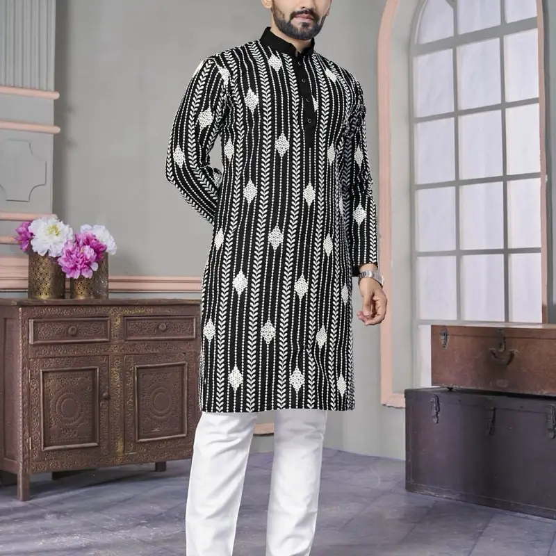 LATEST ROYAL LINEN EMROIDERY WITH SEQUENCE WORK KURTA PAYJAMA