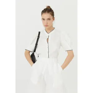 Scallop Linen Shirt - White