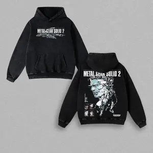 Metal Gear Solid 2 Hoodie Game Lover Game Shirt Vintage Unisex Oversized Acid Washed Hoodie Menswear Clothes Top