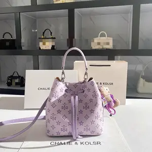 2025 New Large Capacity Purple Bucket Bag for Women - Elegant Geometric Pattern, with Embossed Detailing, Adjustable Shoulder Strap & Golden-Tone