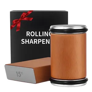 LOVEWE Rolling Knife Sharpener, Knife Sharpeners Tool With Diamond for Steel of Any Hardness and Adjustable 15 & 20 Degree Magnetic Angle, Light Weight  Kitchen Knife Sharpening Kit is Easy to Carry, Ideal Gift for Camping Hiking Traveling