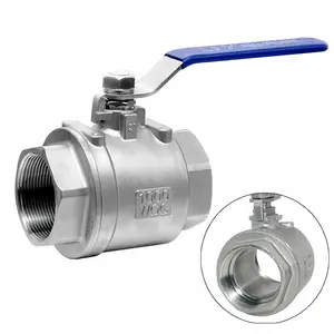 Stainless Steel Ball Valve Parts, Durable Heavy Duty NPT Female x Female Thread Ball Valve with Ebon Handle, Pipe & Industrial Use Valve