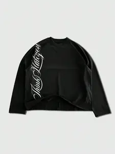 Men's Long Sleeve Graphic Shirt, Crew Neck Tee with Script Print, Relaxed Fit for Casual Daily Wear