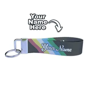 Disability Pride Flag - Personalized Name Nylon Key Fob - Custom Wristlet Keychain