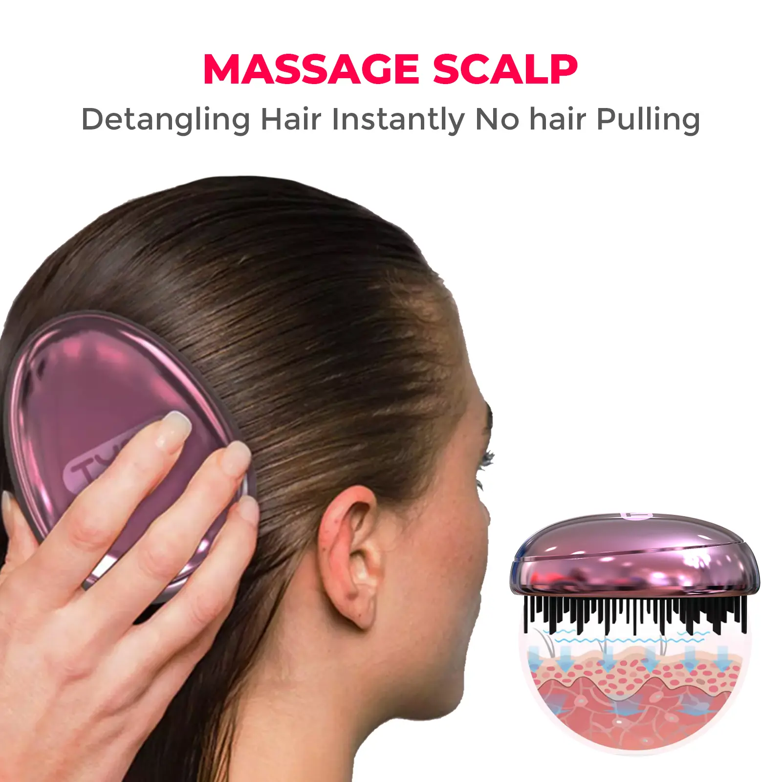 TYMO Detangling Brush - Three-Tiered Design for Knots & Tangles, Soothing Scalp Massager - Haircare TYMO Detangling Brush - Three-Tiered Design for Knots & Tangles, Soothing Scalp Massager - Haircare