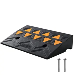 VEVOR  Rubber Curb Ramp 4.25" Rise Height Sidewalk Curb Ramp, 11.8" Width 19.7" Length Driveway Ramp for Curb, 15T Heavy Duty Rubber Ramp for Forklifts, Trucks, Buses, Cars, Wheelchairs, Bikes, Expansion Screws, 15 Ton Load