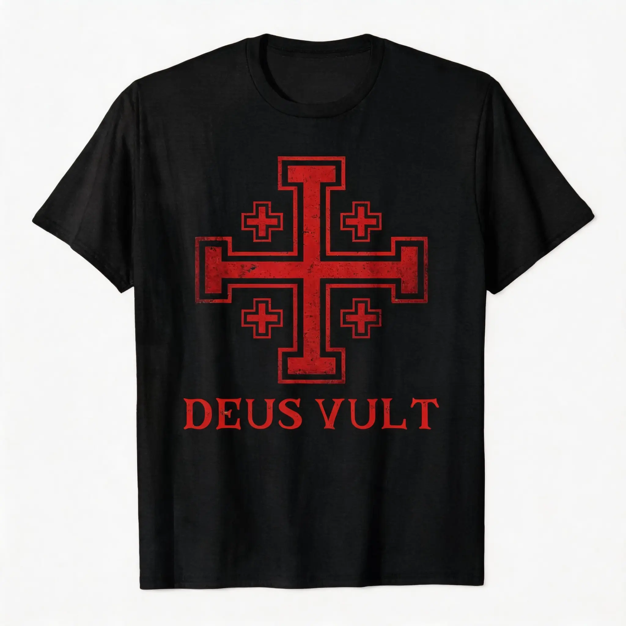 100% Cotton  Unisex Catholic Knight Templar Crusader Cross T-Shirt