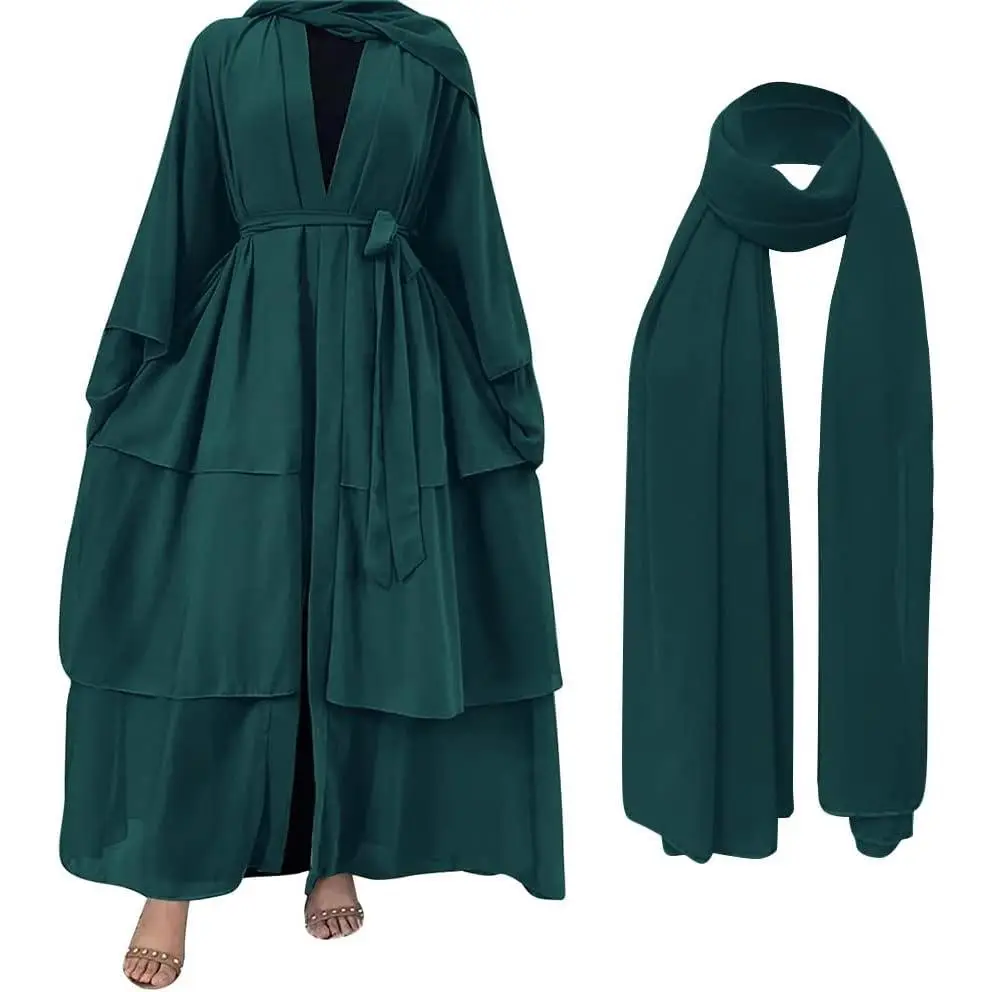 Abayas for Women Muslim Abaya Long Sleeve Dress Loose Full Cover Islamic Dubai Cardigan Clothes with Hijab S-XXL