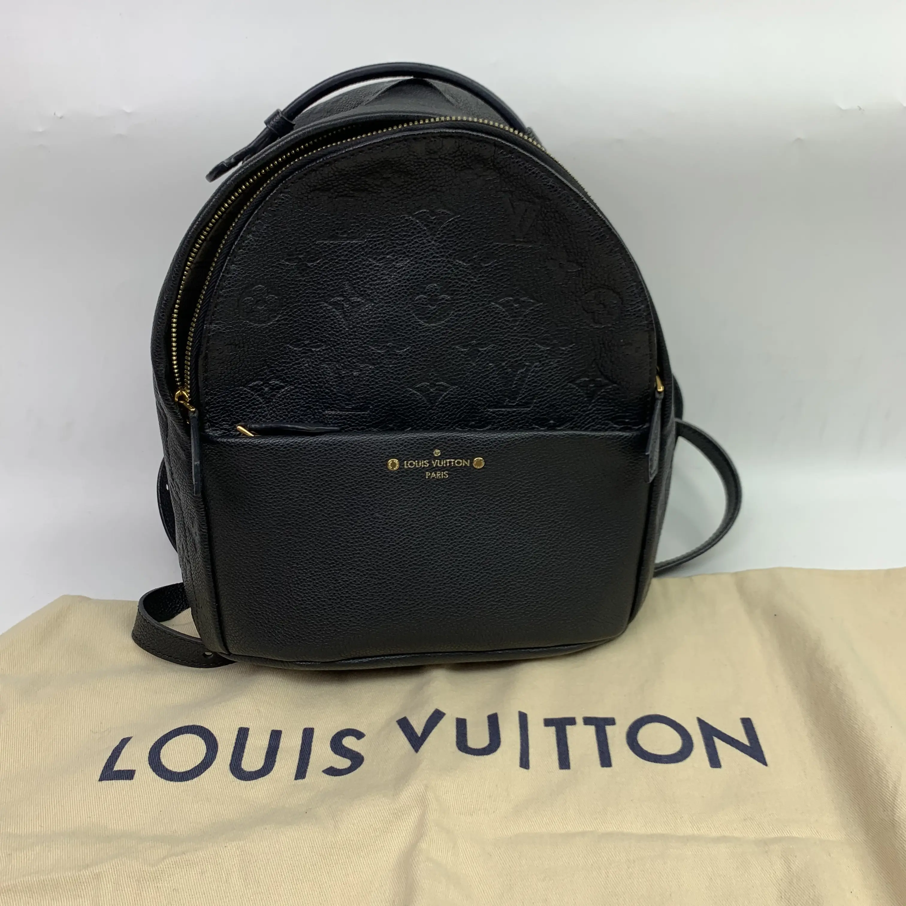 Pre-owned Louis Vuitton Black Monogram Empreinte Leather Backpack with Dust Bag SOHO