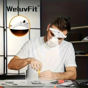 Head-Mounted Magnifying Glass - LED Lighting, Adjustable Headband, Battery-Powered, 5 Interchangeable Lenses (1.0X, 1.5X, 2.0X, 2.5X, 3.5X), Suitable for Reading, Repairs, Machining, Electronics Maintenance, Crafts, and Precision Work