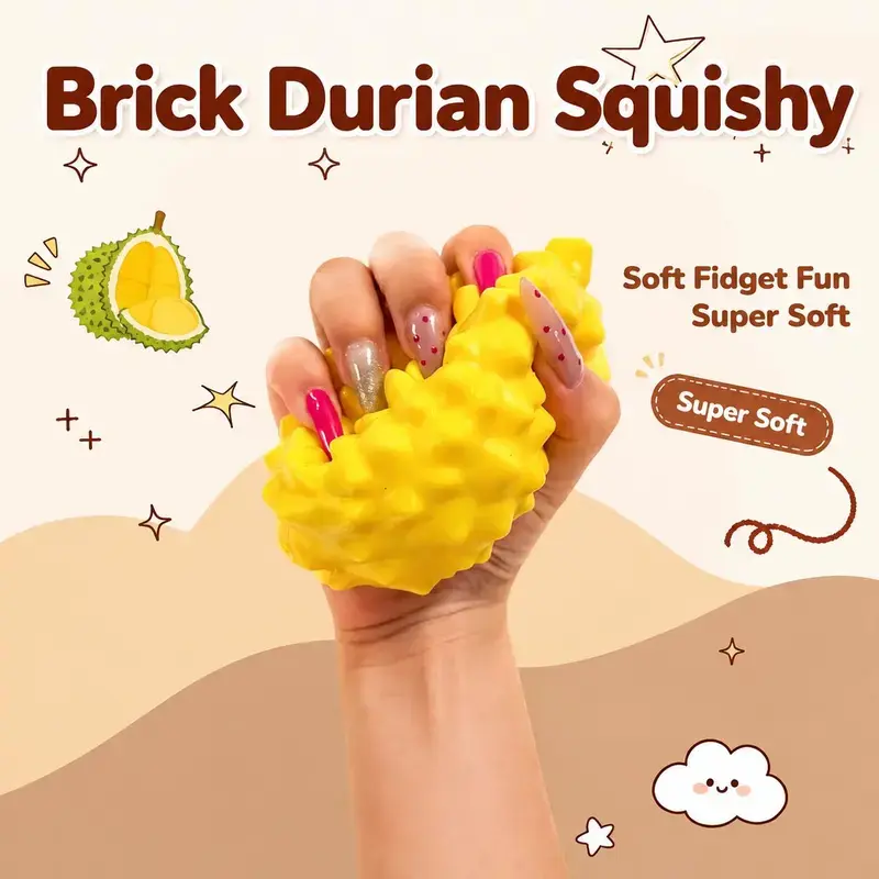 Crunchy Sound Durian Squishy Toy Soft Squeeze Fidget Toy Funny Sensory Hobby Play Toy Portable Stress Relief Decompression Toy Cute Peanut Desk Relax Toy Ideal Gift For Teens Adults Party Leisure Entertainment