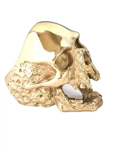 Men's Gothic Skull Ring Stainless Steel 18K Gold Plated Biker Statement Jewelry Gold Tone