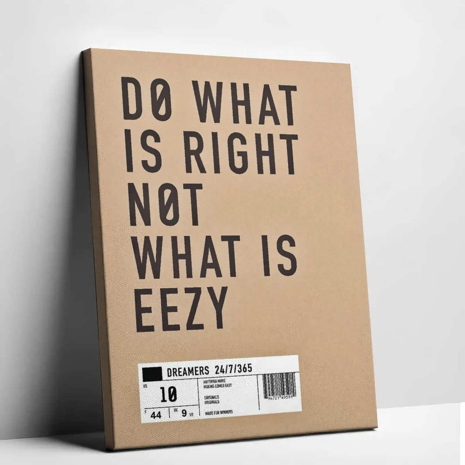 Minimalist Motivational Canvas Wall Art - Beige Typography Daily Quotes Print, Motivational Statement Graphic Print with "Do What Is Right Not What Is Easy" Quote, Kid Room Home Office Decor, Daily Quotes Prints, Motivational Statement Graphic Prints
