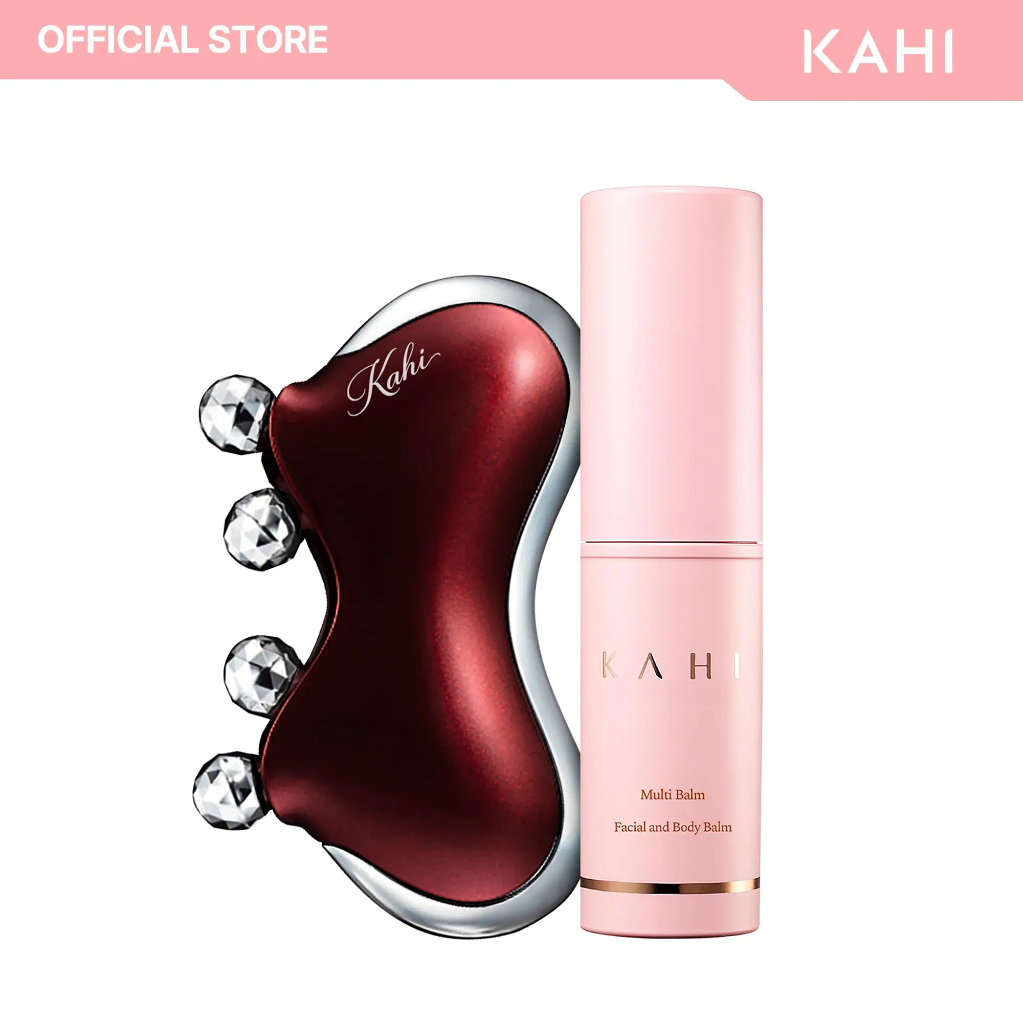 KAHI CAXA M1 Pearl Gua Sha Collection (Red) + KAHI Multi Balm Stick