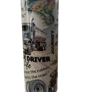 Trucker 20oz Tumbler with Metal Reusable Straw - Stylish Portable Bottle for Hot and Cold Drinks - Bottle, Drinkware Water Bottles Cup Flasks Plastic Insulation Reuse