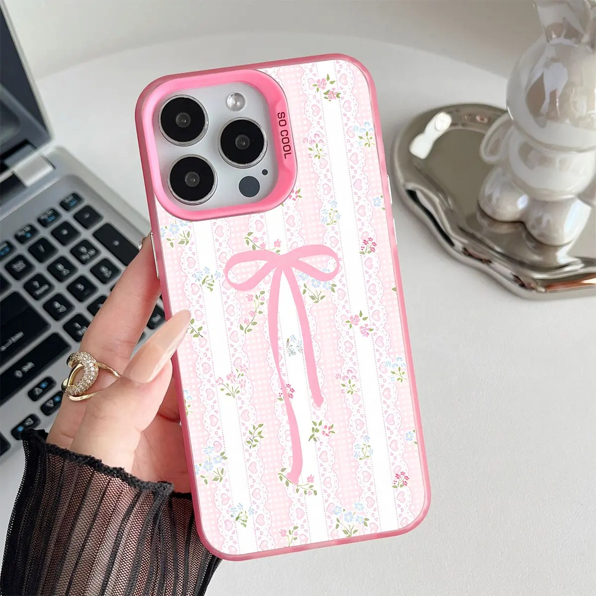 Cute Pink Bow Floral Pattern Shockproof Phone Case for iPhone X Xsmax 11 12 13 14 Cute Pink Bow Floral Pattern Shockproof Phone Case for iPhone X Xsmax 11 12 13 14