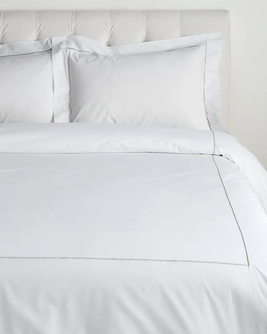 Bellino Fine Linens Vicenza Percale Embroidery Line 3pc Duvet Set