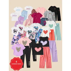 Random Selection of 4 Pieces of Casual, Versatile Spring/Summer Clothing for Girls, Ages 3–14: Fashionable, Trendy, Cute Summer and Holiday Gifts (Colors Shipped Randomly-Please Do Not Purchase If You Have a Preference)