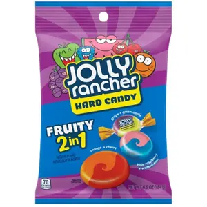 12x Jolly Rancher Fruity 2in1 Hard Candy Peg Bag - Sweet Fruity Treats Chewy Candy Snack Munchies 6.5oz