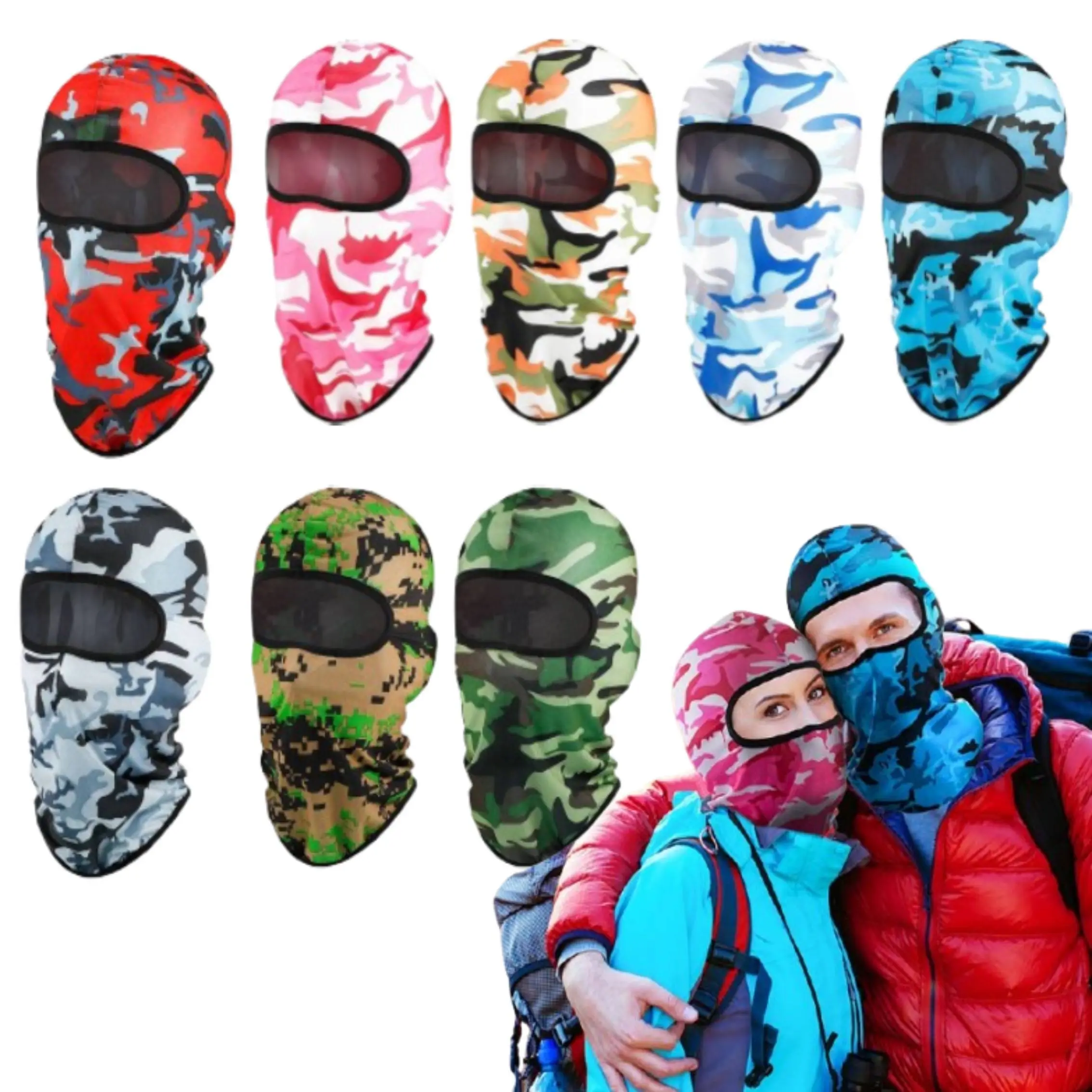 Men's 8-Pack Camouflage Balaclavas - Synthetic, Breathable Fabric Keeps You Cooler, UV-Protective Dustproof Full Coverage Hats, Elastic Adjustable Washable Helmet Liners, Easy to Wear Cycling to Climbing Ready Outdoor Accessories