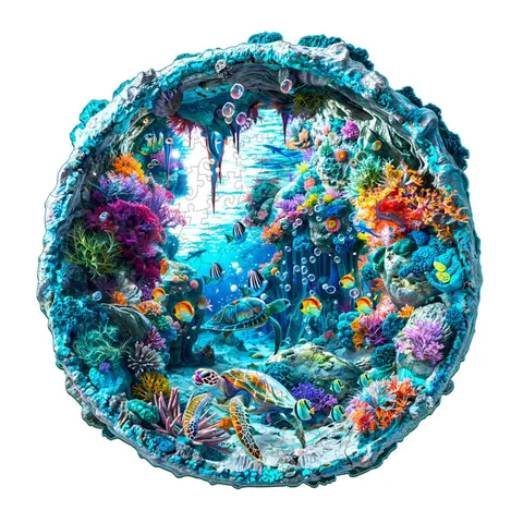 Whimsical 3D Seabed Animal Shape Wooden Puzzle - Interlocking Laser-Cut Durable Pieces, Cognitive Design, S/M/L Sizes, Beginner-Friendly Challenge Puzzle Game, Birthday Creative Gift for Kids, Father's Day Present