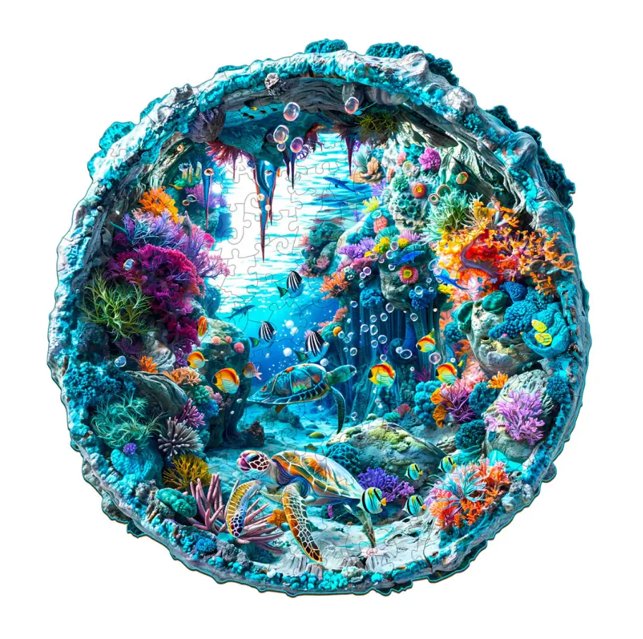 3D Seabed Wooden Jigsaw Puzzle for Adults & Kids Unique Animal Design Challenging Family Game Creative Gifts Laser Cut Durable Puzzle S M L Sizes