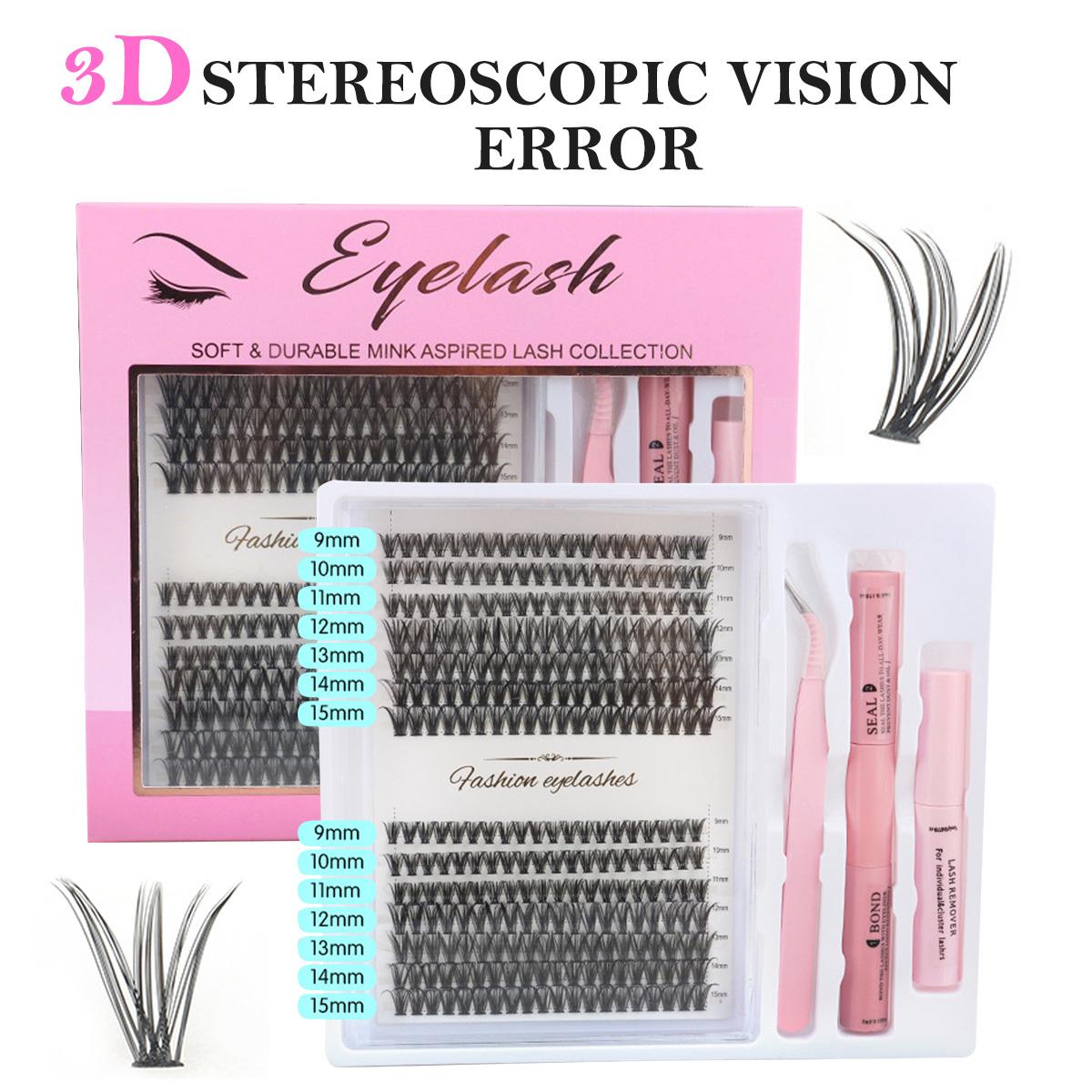 Flare Lashes Kit - 280 Clusters Individual Lash Extensions (9-15mm), Invisible Band Natural Fluffy, with Bond Seal Eyelash Glue, Lash Remover & Tweezers, Waterproof Long-Lasting DIY for Beginners