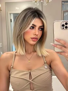 10 Inch Short Curly Bob Wig, Synthetic Fiber Material, Perfect for Cosplay & Daily Wear, Bangs Design, All Seasons Use, Synthetic Hair Wig