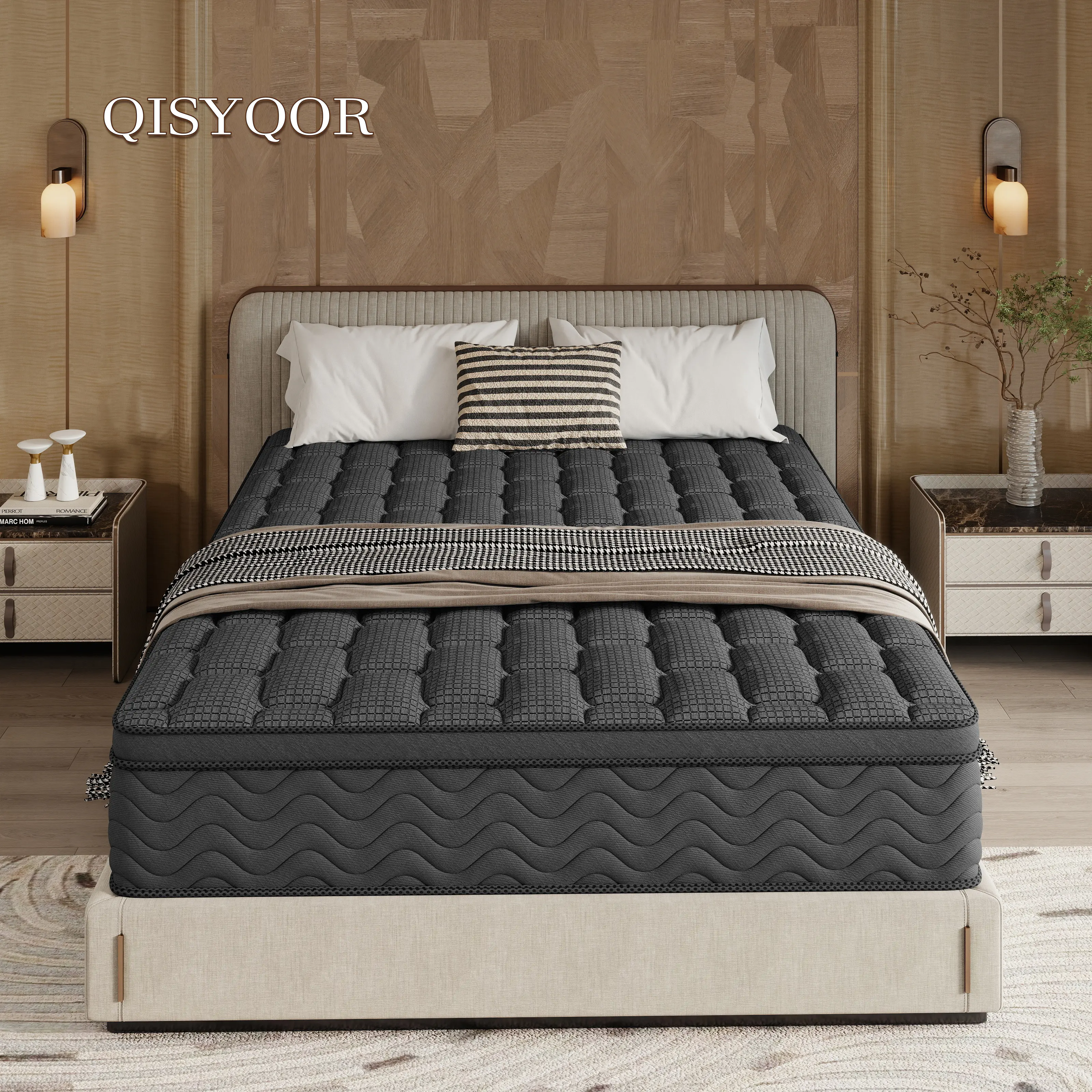 QISYQOR 8 12 14 Hybrid Mattress, Medium Firm Pocket Innerspring Bed Mattress in a Box, Pressure Relief, Twin Full Queen King familyfun